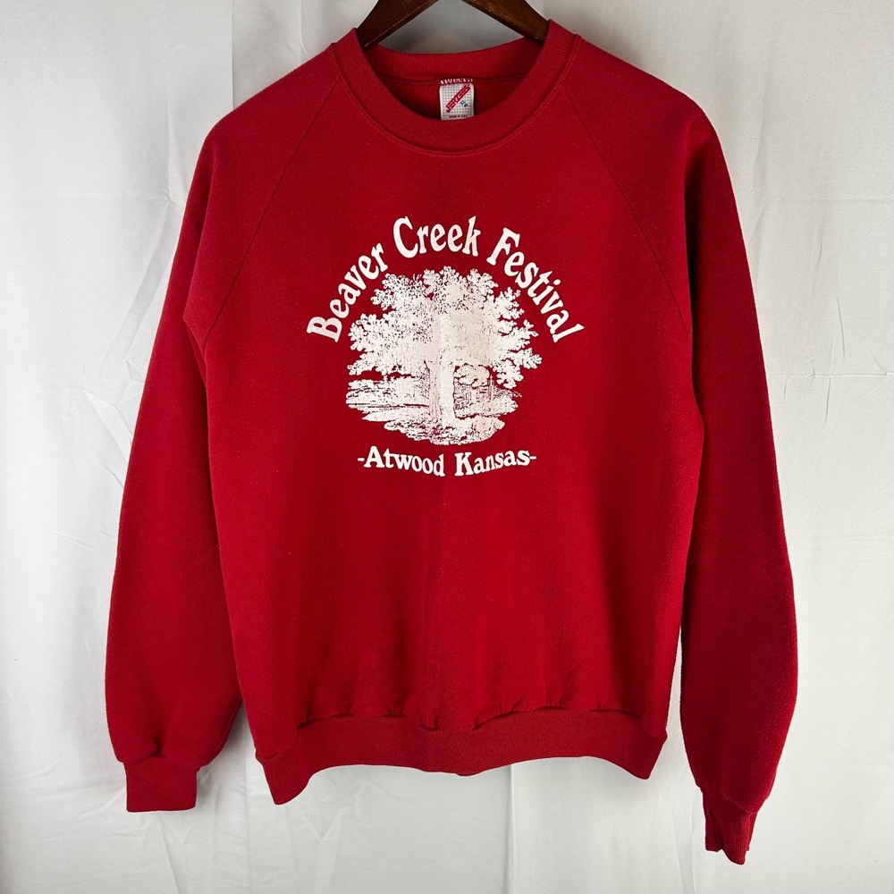 VTG Beaver Creek Festival Atwood Kansas Crewneck Sweatshirt Red XL Jerzees USA